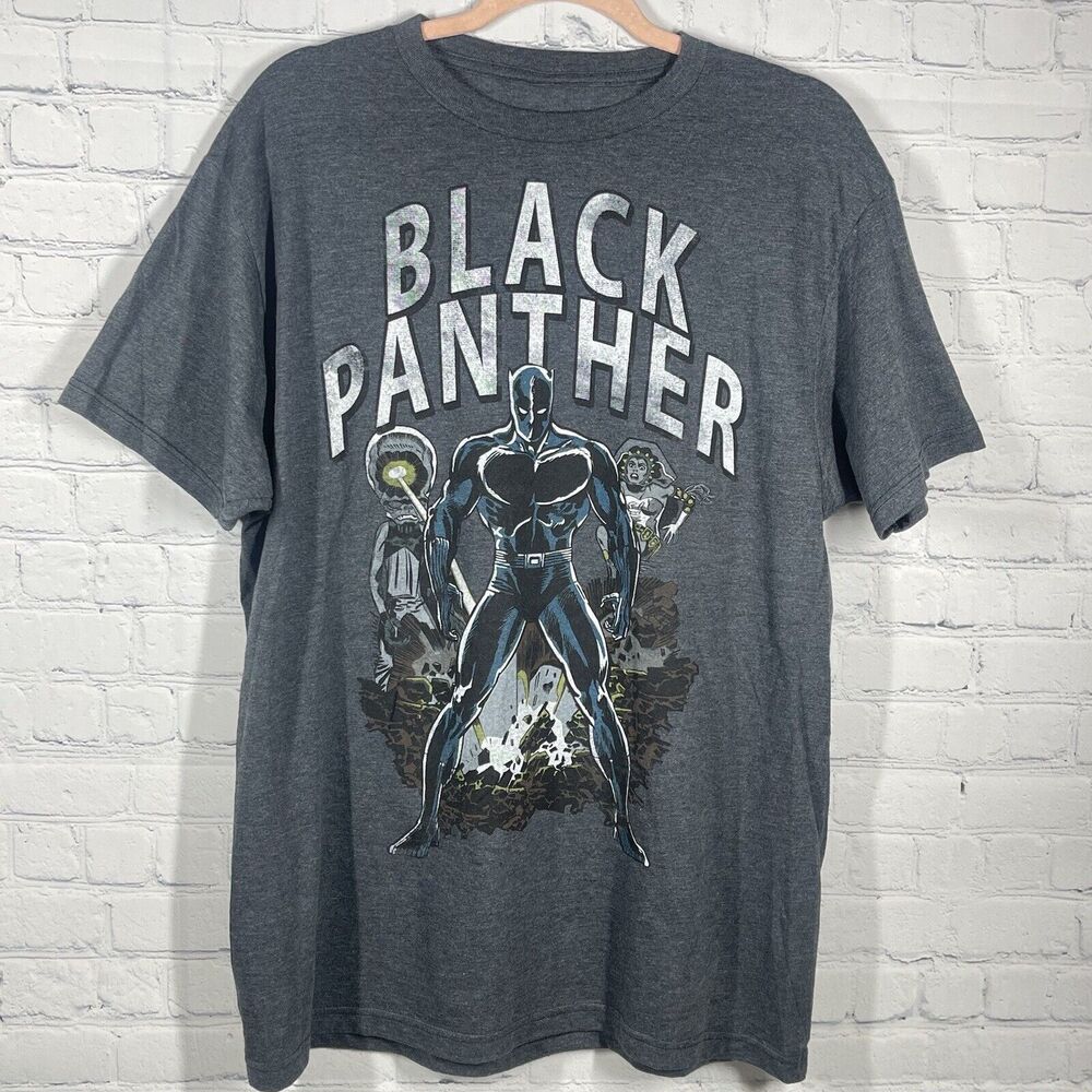 Marvel Comic Black Panther Shirt Mens L Gray Marvel Comics Graphic Short Sleeve